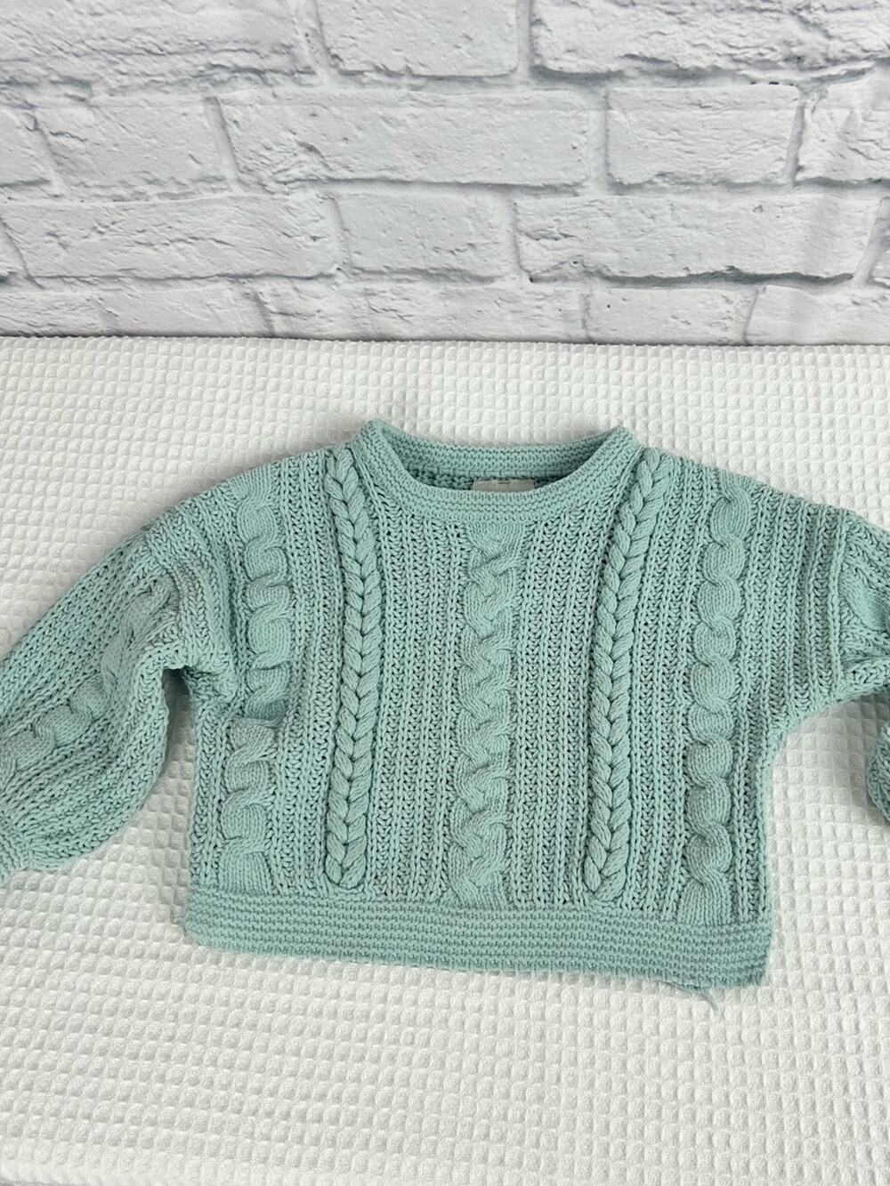 OshKosh Genuine Kids Mint Cable Knit Sweater Toddler 2T Pullover